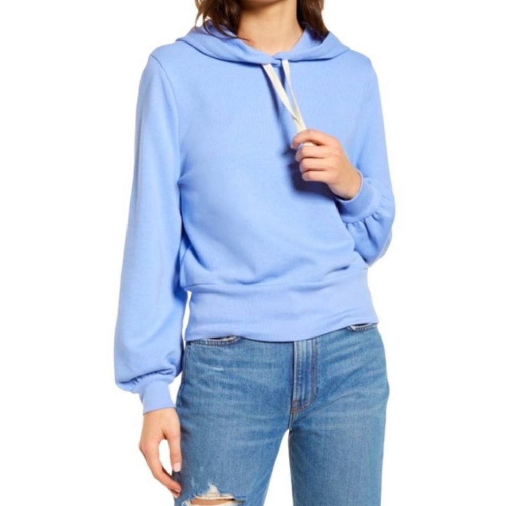MADEWELL Blue Bubble Sleeve Pullover Hoodie